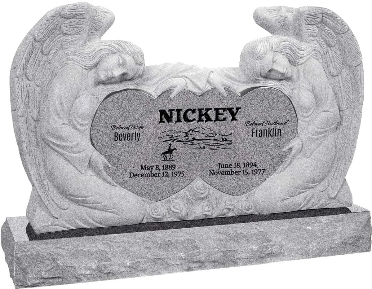 Double angel companion heart memorial
