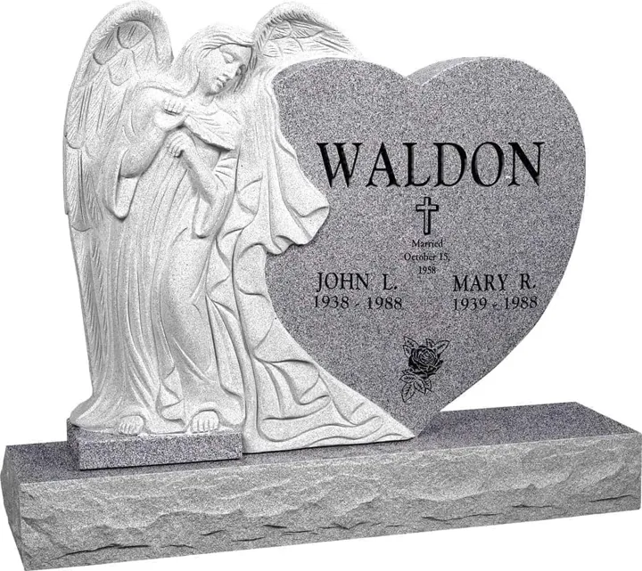 Leaning Angel Heart Upright Memorial — 48" Base