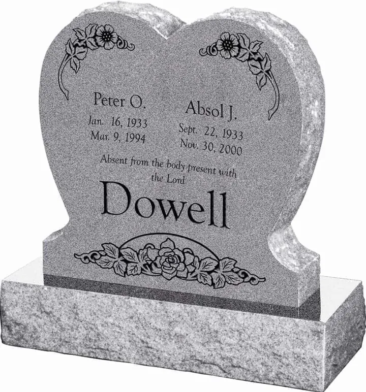 Single Heart Upright Memorial — 30" Base
