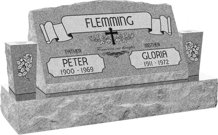 30" × 10" × 16" Serpentine Slant with Two Vases — 42" Base