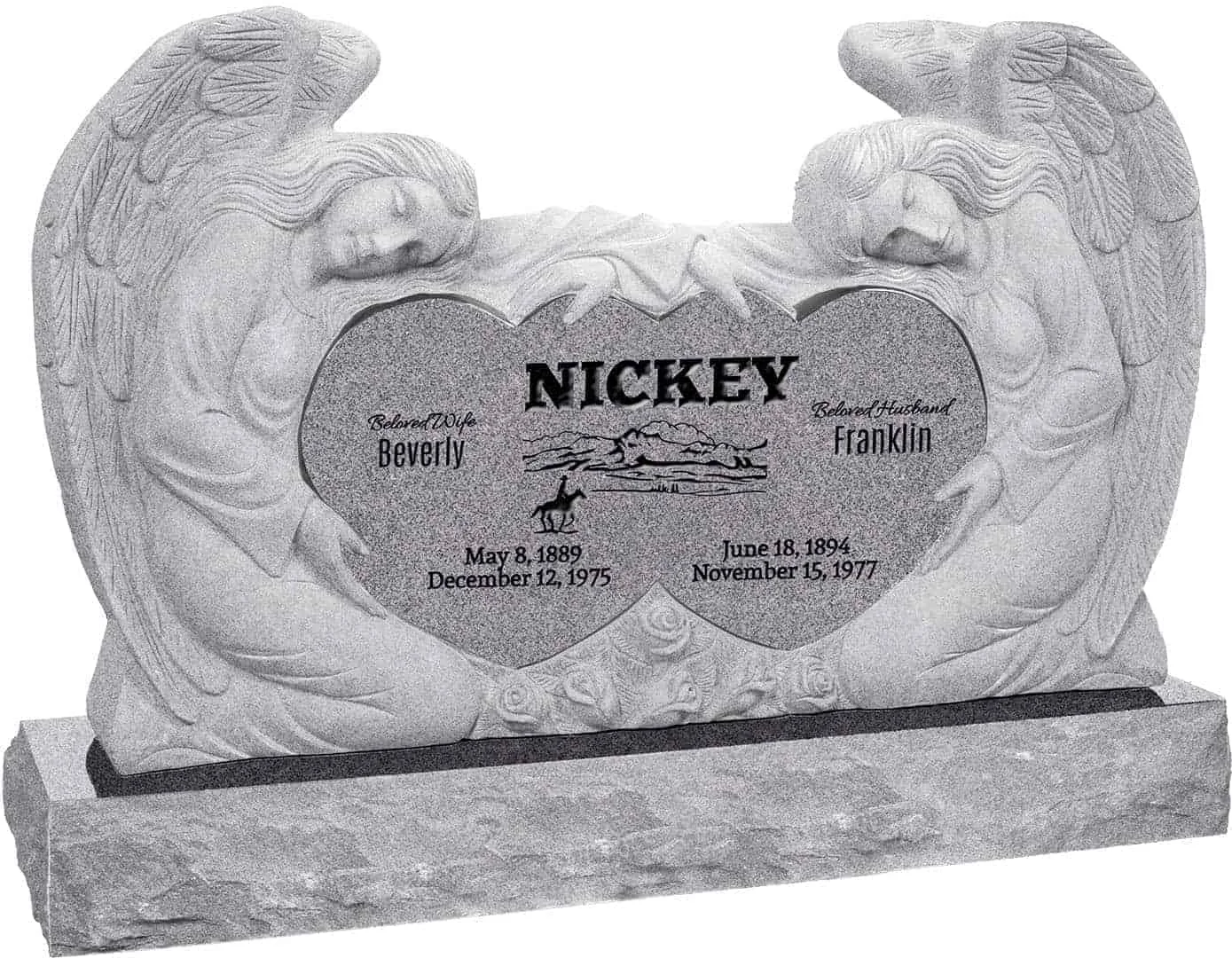 Double angel companion heart memorial